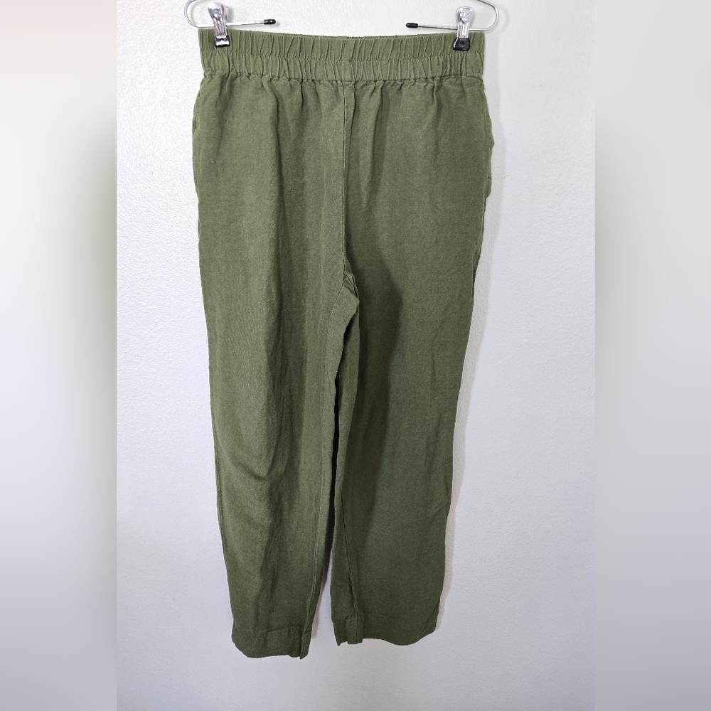 Madewell | Olive Green Linen Blend Pants Size Small Tall